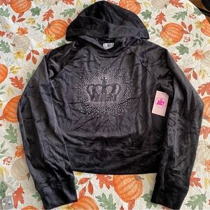 JUICY COUTURE BLACK VELOUR HOODIE SIZE small Velvet Crown Brand New W/tag